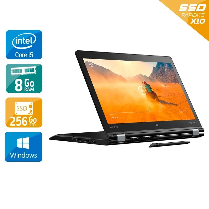 Thinkpad Yoga 460 14" 2015 - Intel Core i5 2,4Ghz - 2 - 8Go DDR3 - 256Go SSD - Intel HD Graphics 520 - Gris / Noir - Windows 10 - AZERTY Reconditionné - 208,95 € Thinkpad Yoga 460 14" 2015 - Intel Core i5 2,4Ghz - 2 - 8Go DDR3 - 256Go SSD - Intel HD Graphics 520 - Gris / Noir - Windows 10 - AZERTY Reconditionné Lenovo reconditionné disponible sur QuelBonPlan