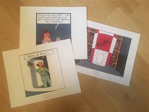 TINTIN - Tryptich / Objectif Lune - 19,5x24 cm - AFFICHE / POSTER État correct N/A reconditionné disponible sur Fnac