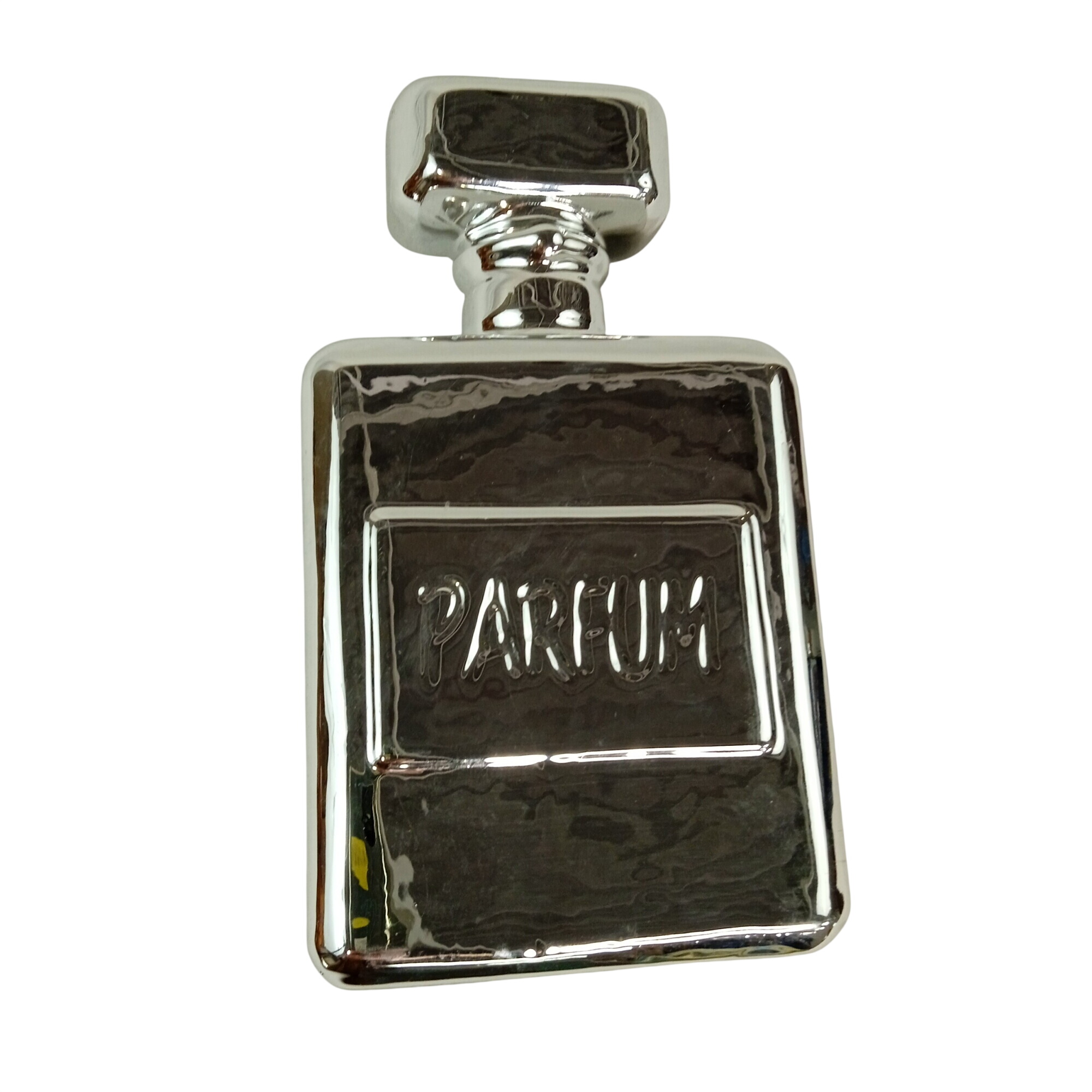 Tirelire Flacon de PARFUM en céramique argenté vintage 19.5 cm - 17,60 € Tirelire Flacon de PARFUM en céramique argenté vintage 19.5 cm reconditionné disponible sur Label Emmaüs