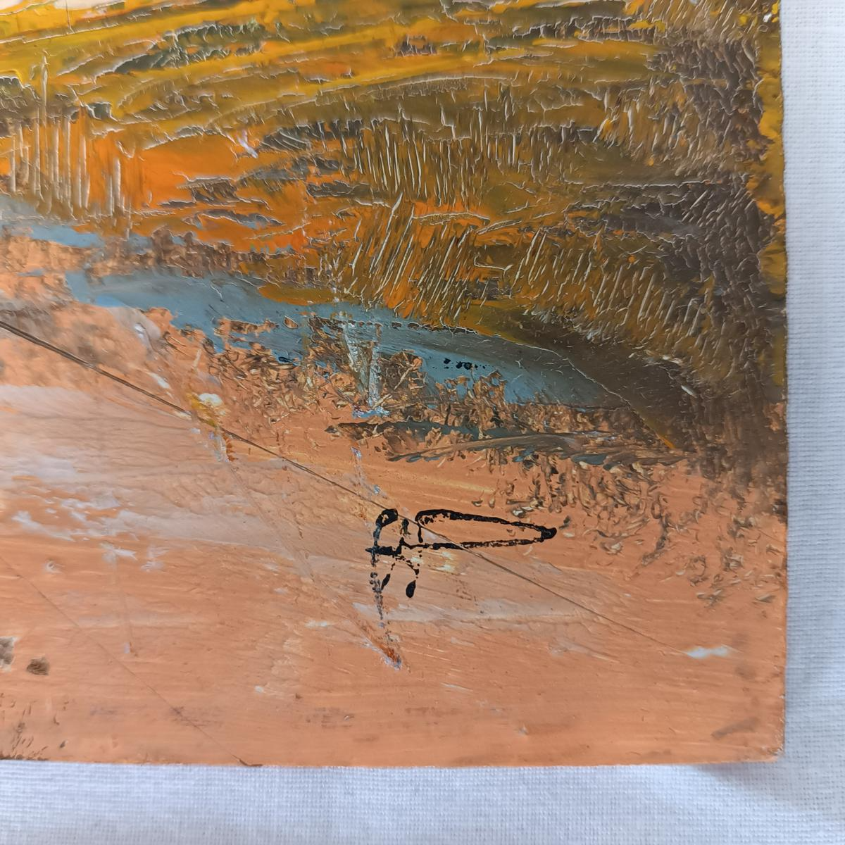 Voir photo 3 de Toile d'un paysage signée - Peinture au couteau Toile d'un paysage signée - Peinture au couteau État correct reconditionné photo 3