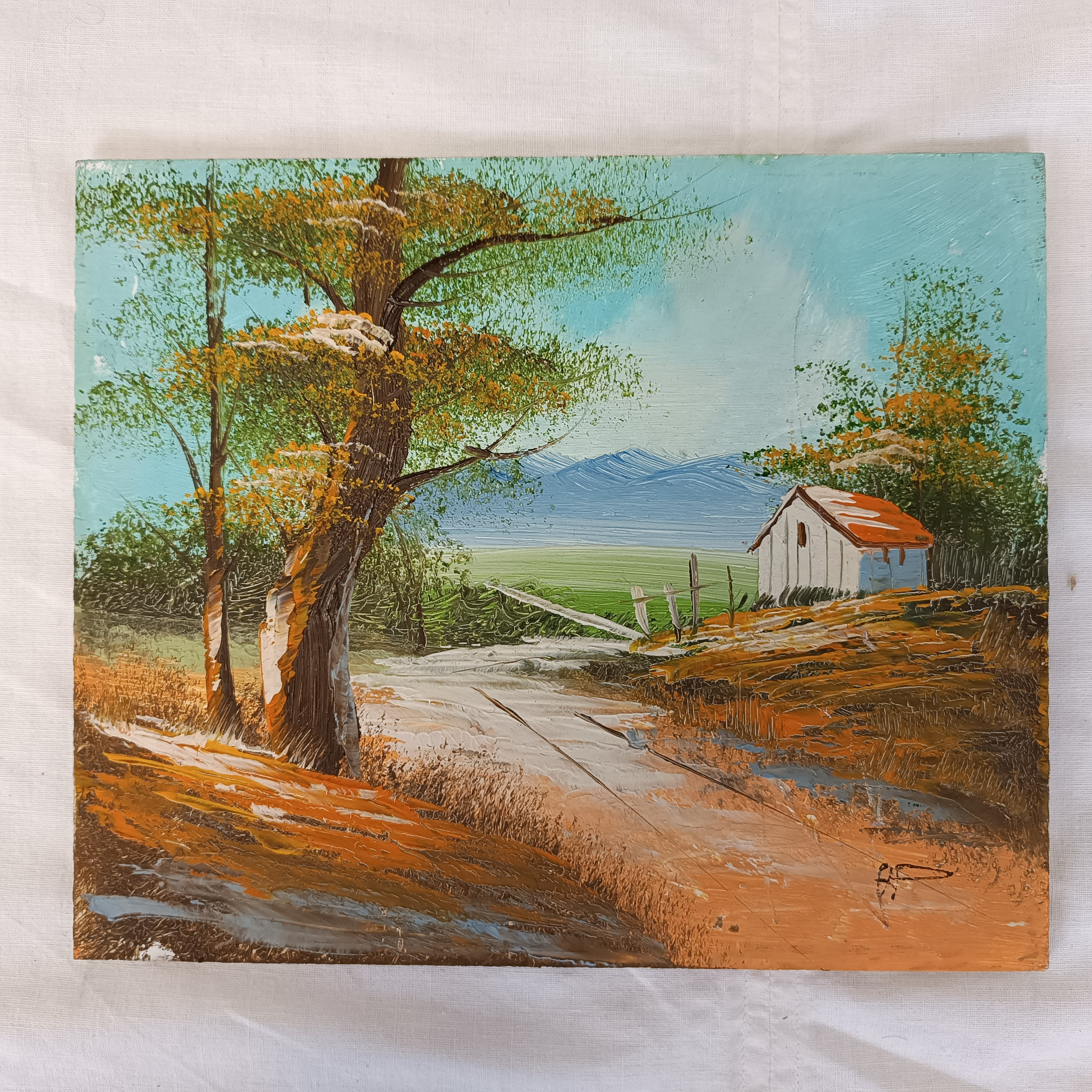 Acheter Toile d'un paysage signée - Peinture au couteau État correct - 10,00 € Toile d'un paysage signée - Peinture au couteau État correct reconditionné disponible sur Label Emmaüs