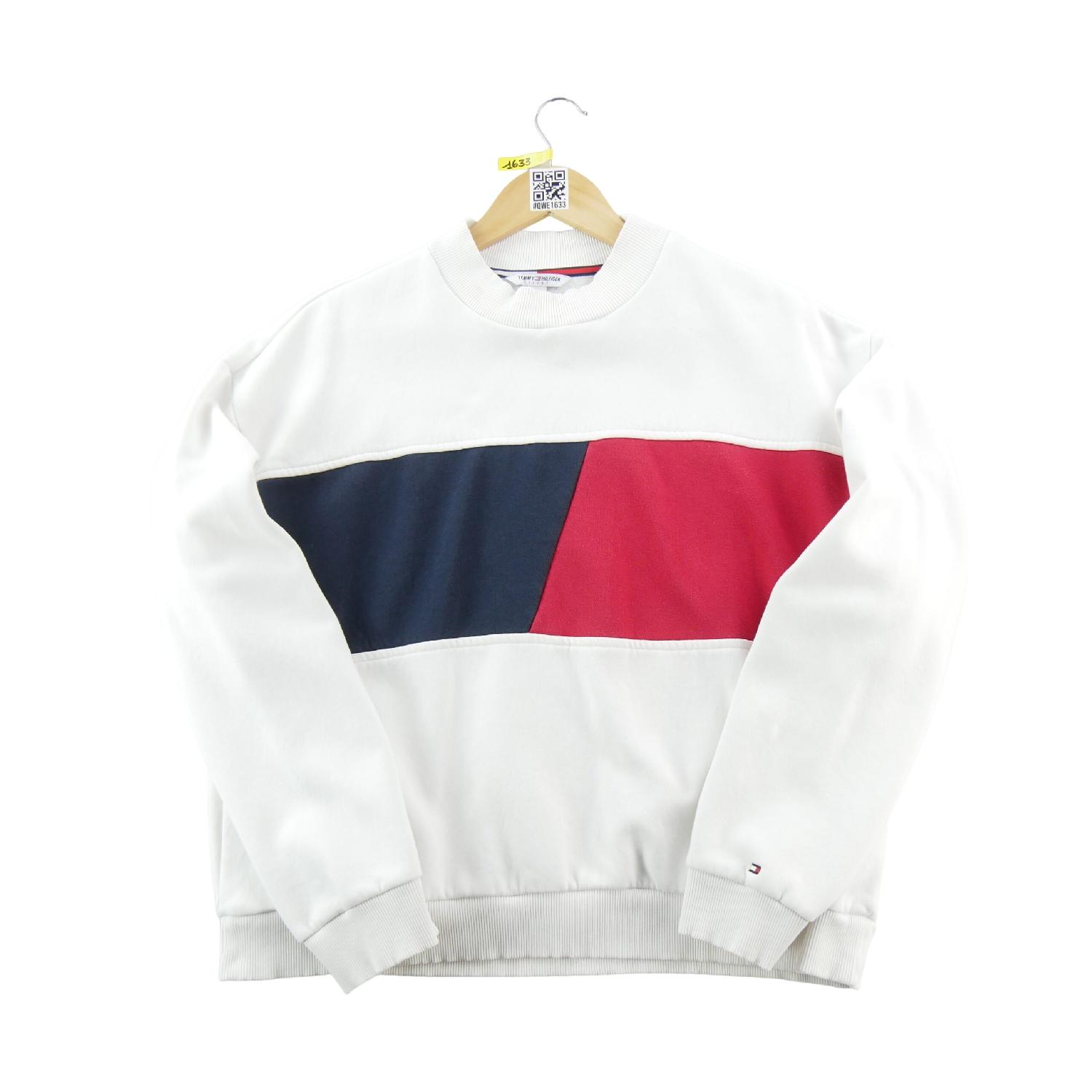 Tommy Hilfiger Sweat Colour-Blocked Intecho Knit Sweathirt Regular Fit Femme Taille L Blanc Très bon état Tommy Hilfiger reconditionné disponible sur Sporteed