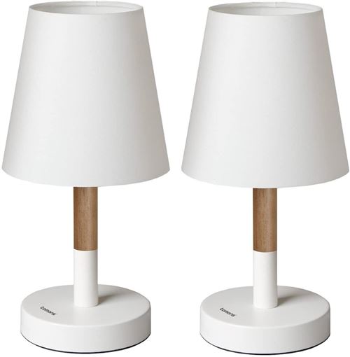 tomons (Une Paire) Lampe de Chevet ou de Table en Bois, Abat-Jour en Tissu, Lampe LED pour Chambre, Salon, Dortoir, Studio, Café - Blanc État correct N/A reconditionné disponible sur Fnac