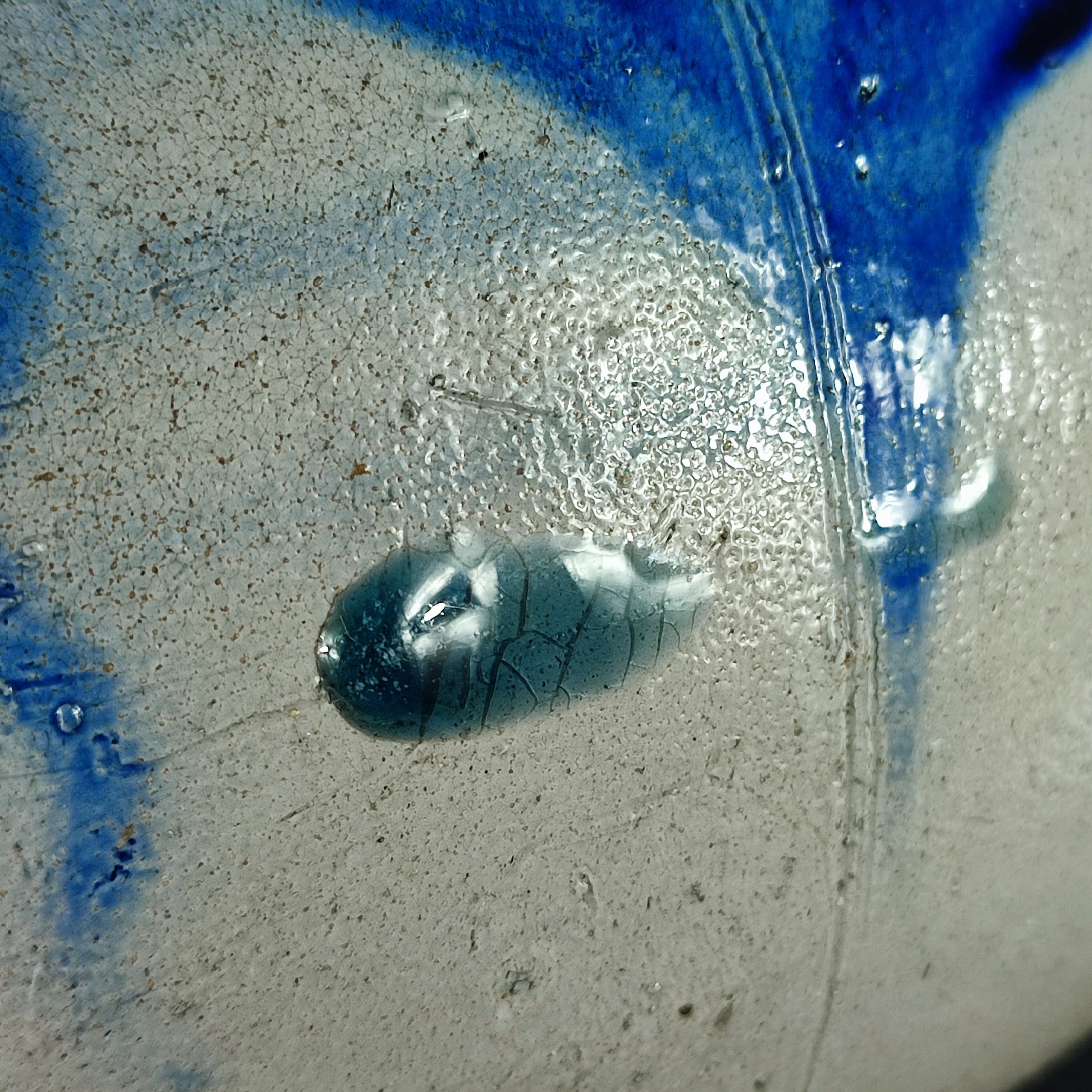 Voir photo 8 de Tonnelet à vinaigre en grès d'Alsace (Betschdorf) - gris et bleu Tonnelet à vinaigre en grès d'Alsace (Betschdorf) - gris et bleu État correct reconditionné photo 8