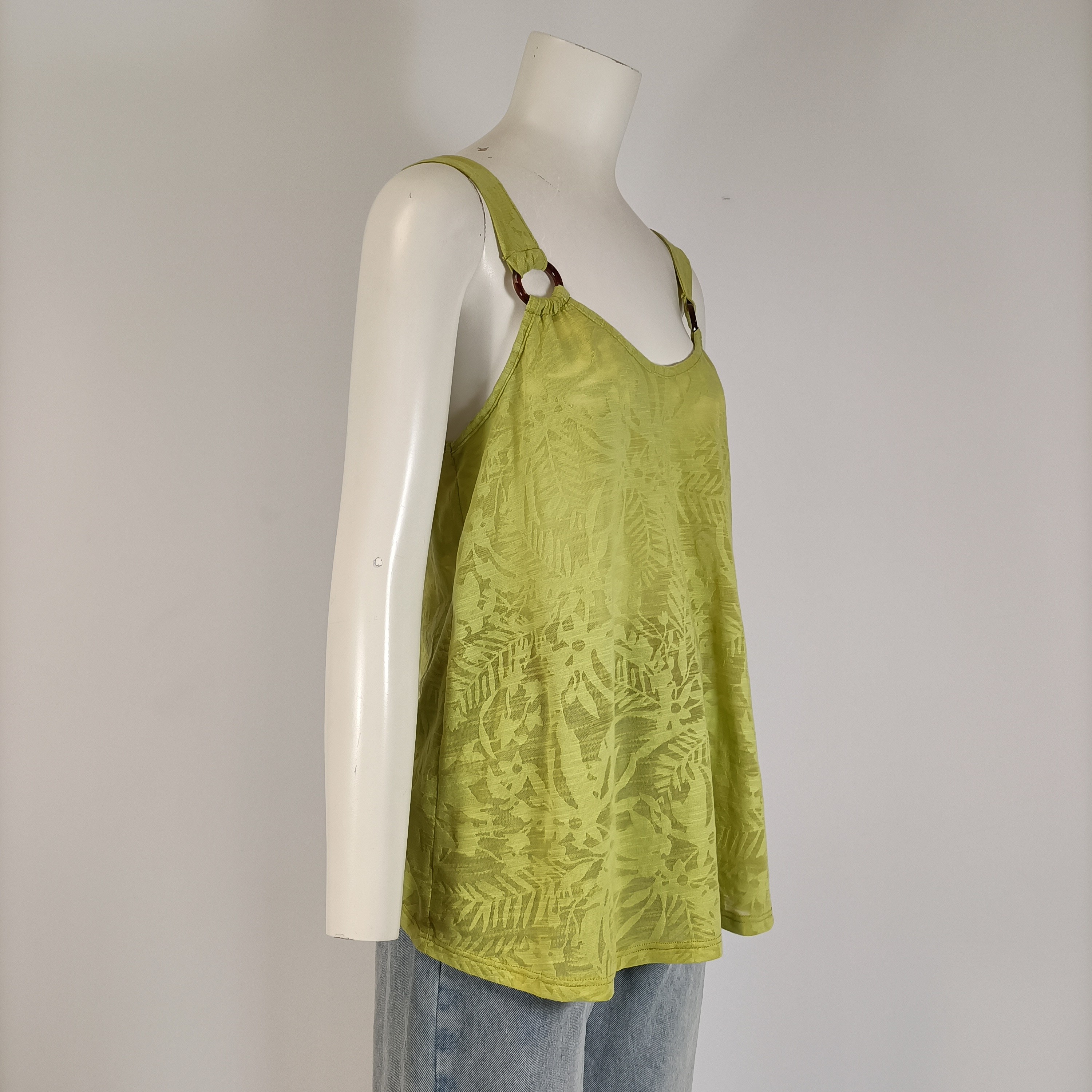 Voir photo 3 de Top CMT Collection jaune anis jacquard bretelles taille 38 A3752 Top CMT Collection jaune anis jacquard bretelles taille 38 A3752 reconditionné photo 3