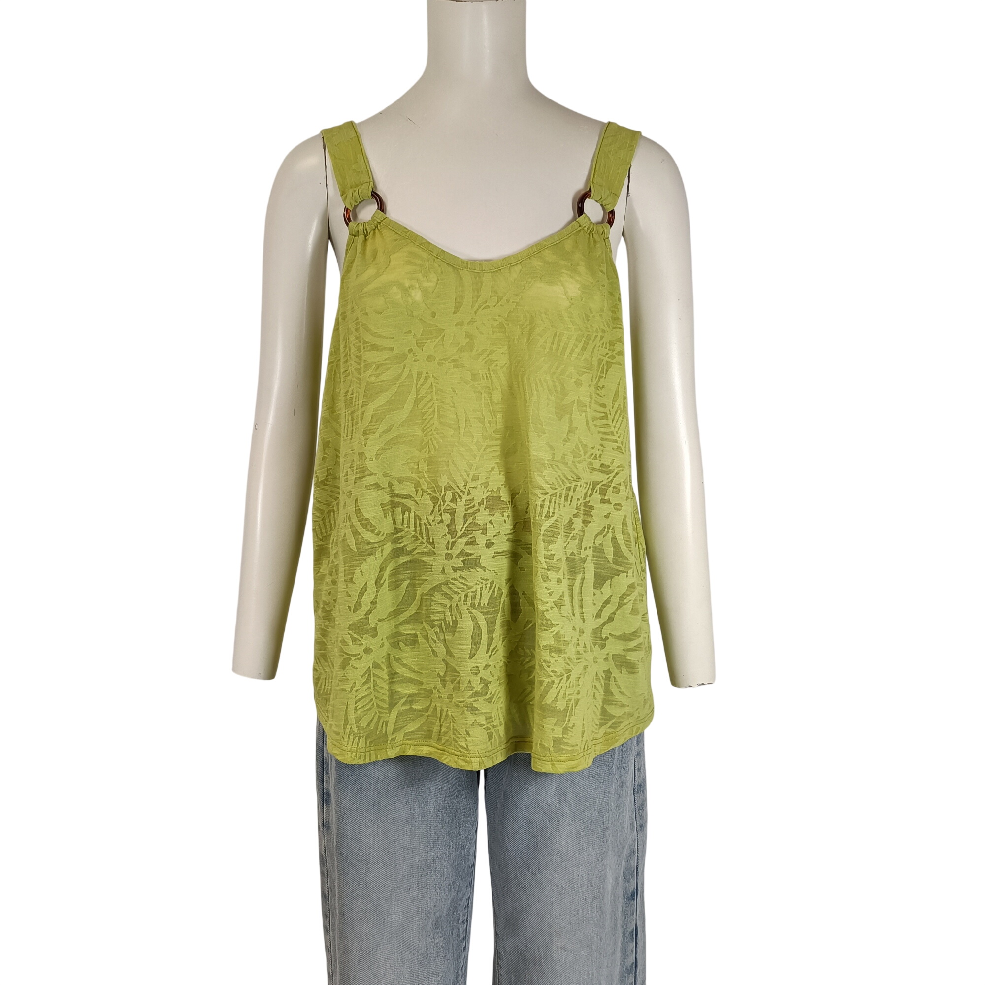 Top CMT Collection jaune anis jacquard bretelles taille 38 A3752 - 12,00 € Top CMT Collection jaune anis jacquard bretelles taille 38 A3752 reconditionné disponible sur Label Emmaüs
