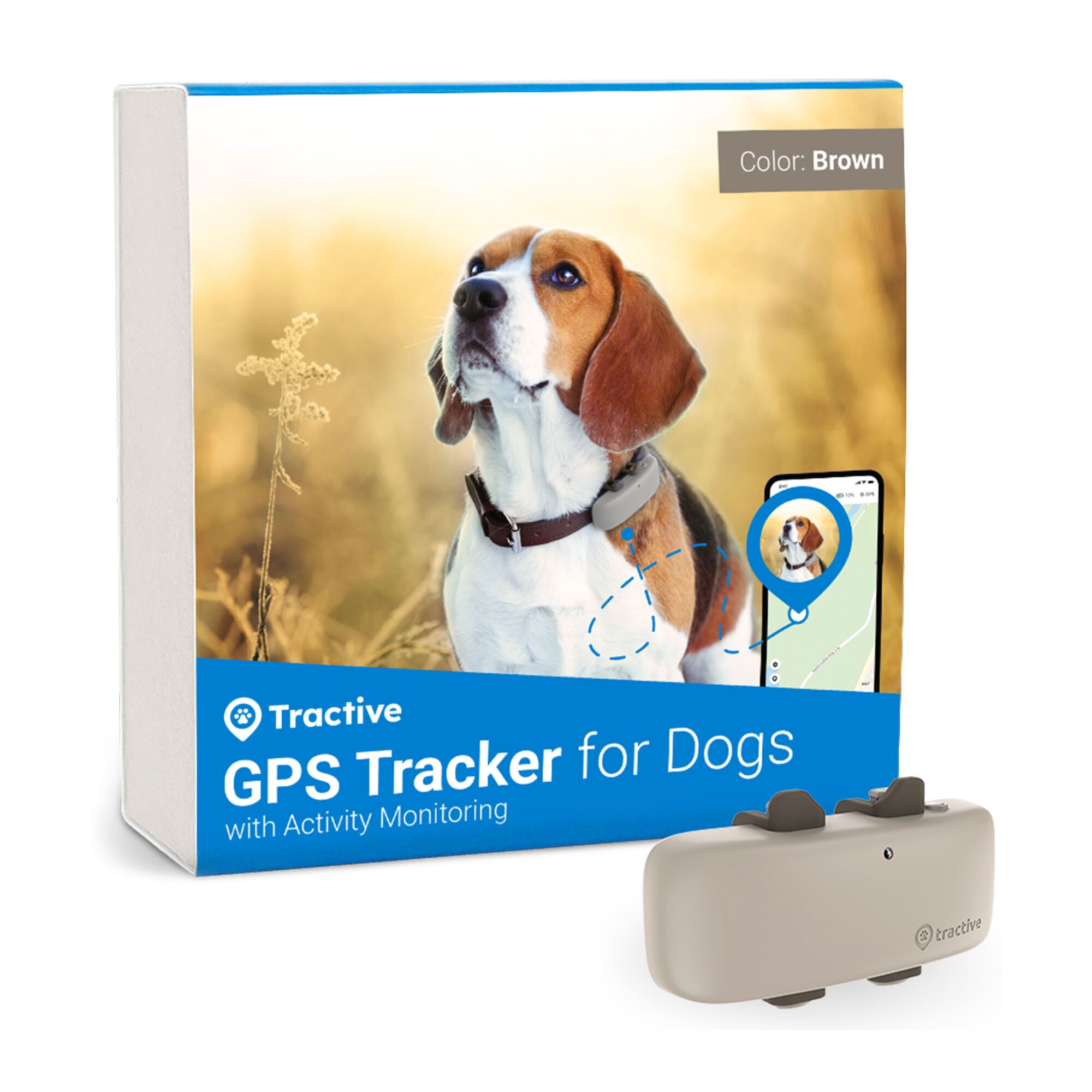 Tractive GPS DOG 4 - Traceur GPS pour chiens avec suivi d'activité ABONNEMENT EXCL. TRNJA4 Marron Très bon état Tractive reconditionné disponible sur Refurbed | Dero
