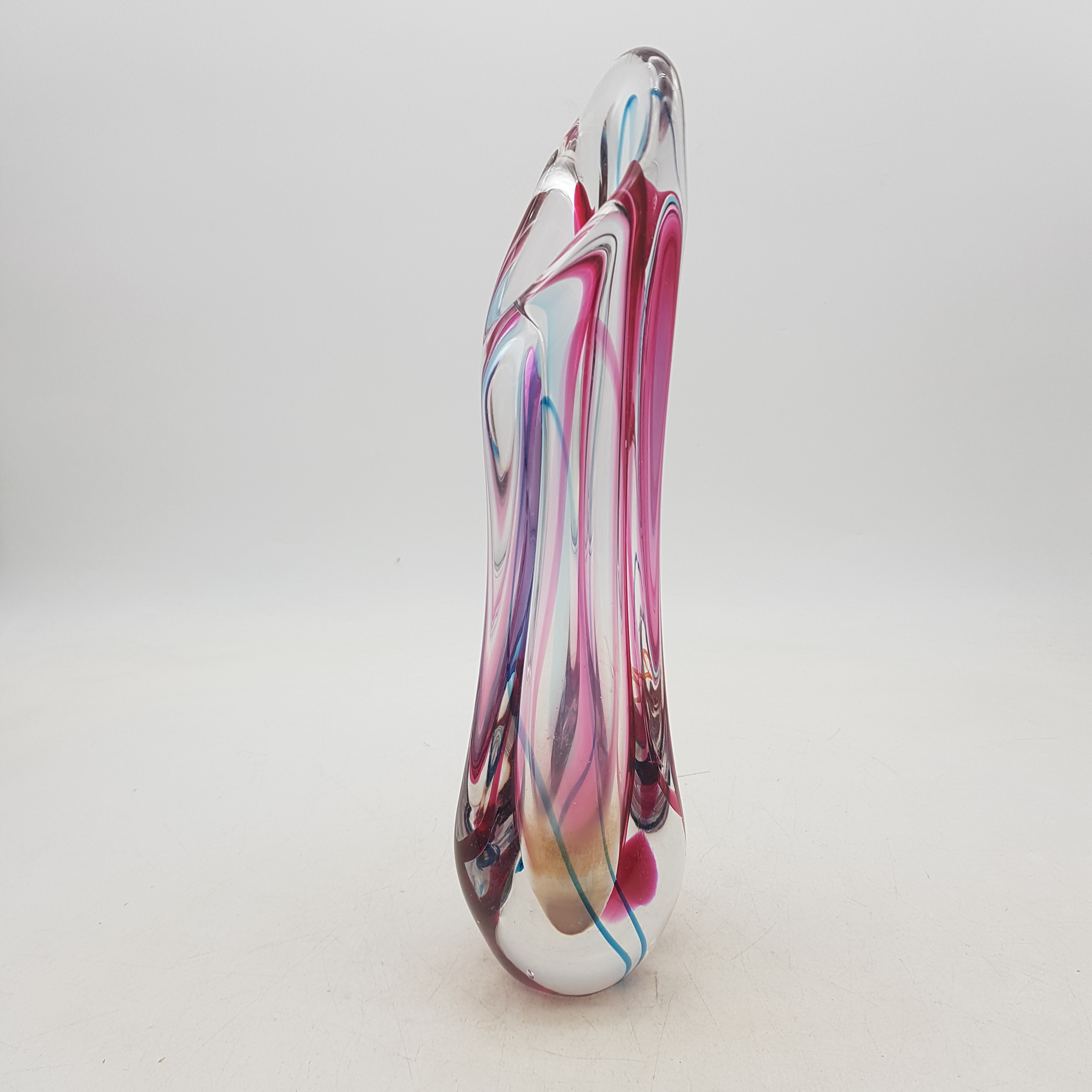 Voir photo 2 de Très beau vase en verre avec coulure coloré - vintage Très beau vase en verre avec coulure coloré - vintage Très bon état reconditionné photo 2
