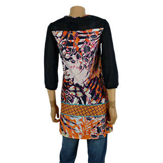 Voir photo 2 de Tunique bleue marine corail imprimée - Femme - Formul - Taille 1 Tunique bleue marine corail imprimée - Femme - Formul - Taille 1 Parfait état reconditionné photo 2