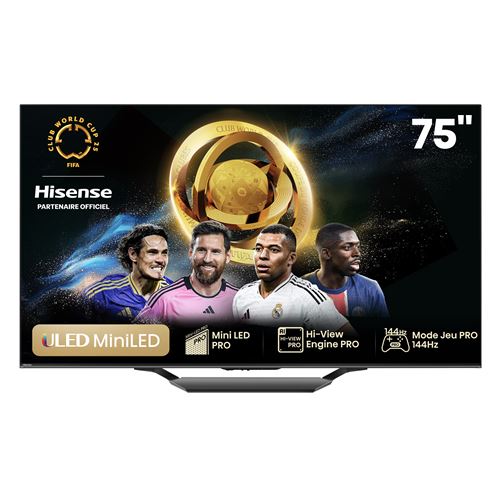 TV Mini LED QLED Hisense 75U79NQ 189 cm 4K UHD Gris anthracite État correct Hisense reconditionné disponible sur Fnac