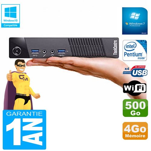 Ultra mini pc lenovo m73 usff tiny g3250t 4go disque 500go wifi w7 État correct Lenovo reconditionné disponible sur Fnac