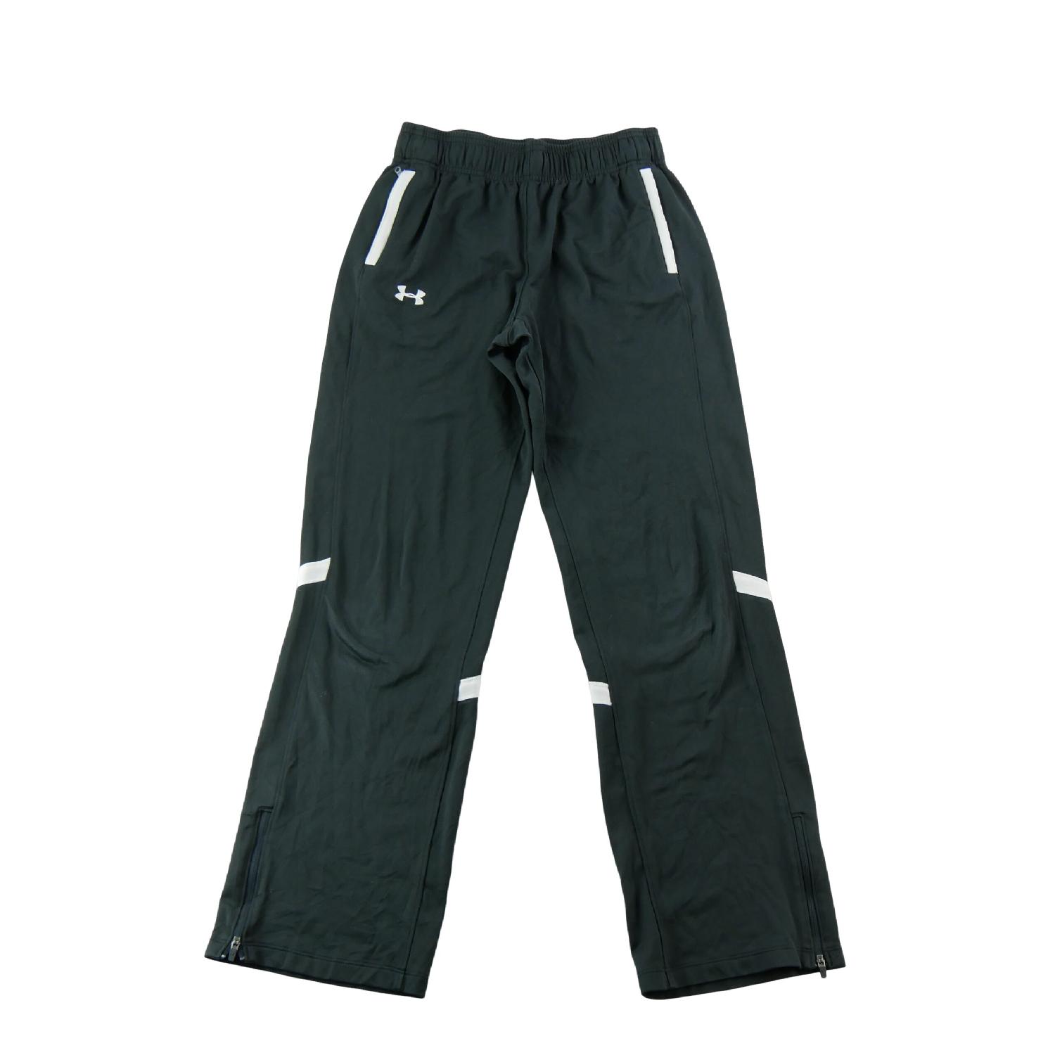 Under Armour Jogging Loose Fit Bas Zippés Poches Zippées Piping Blanc Homme Taille S Noir #QWE0832 Très bon état Under Armour reconditionné disponible sur Sporteed