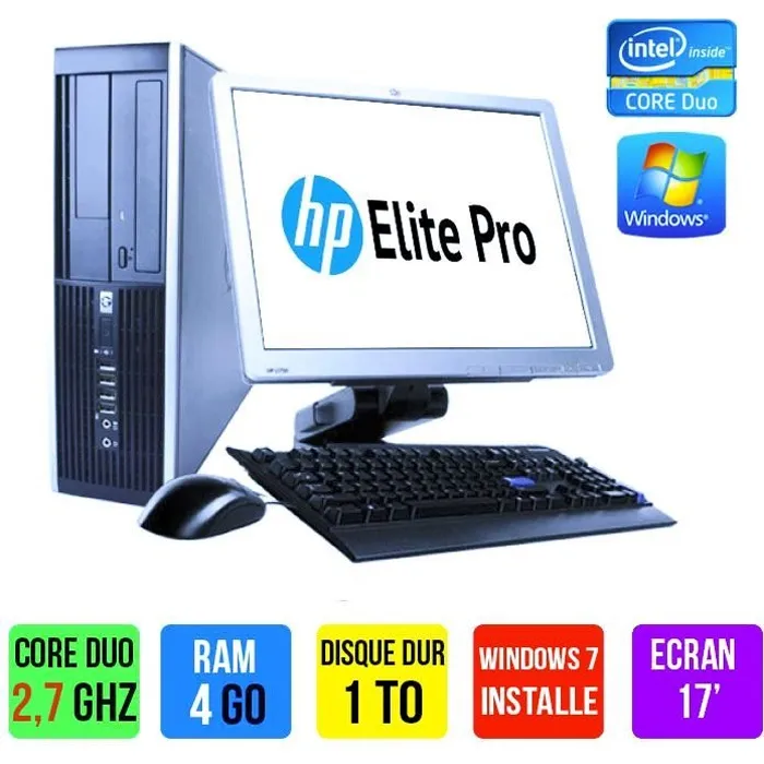 UNITE CENTRALE HP ELITE 6000 CORE DUO 4GO RAM 1 TERA DISQUE DUR ECRAN PLAT 17 WINDOWS 7 PRO INSTALLE Reconditionné - 199,00 € UNITE CENTRALE HP ELITE 6000 CORE DUO 4GO RAM 1 TERA DISQUE DUR ECRAN PLAT 17 WINDOWS 7 PRO INSTALLE Reconditionné Hewlett-Packard reconditionné disponible sur Cdiscount Seconde Vie