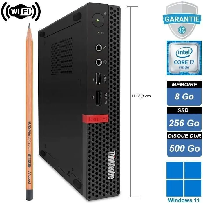 Unité centrale - LENOVO - M720Q - USFF - I7-8700T - RAM 8Go - SSD256Go - HDD500Go - WIFI - BLUETOOTH - Pc fixe - Win 11 Pro Reconditionné Lenovo reconditionné disponible sur Cdiscount Seconde Vie