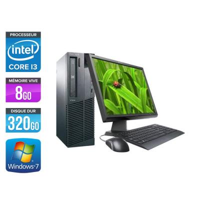 Unité centrale Lenovo ThinkCentre M81 SFF + Ecran 19'' - Noir - Intel Core i3-2100 / 3.10 GHz - RAM 8 Go - HDD 320 Go - DVDRW - Gigabit Ethernet - Windows 7 Professionnel État correct Lenovo reconditionné disponible sur Fnac