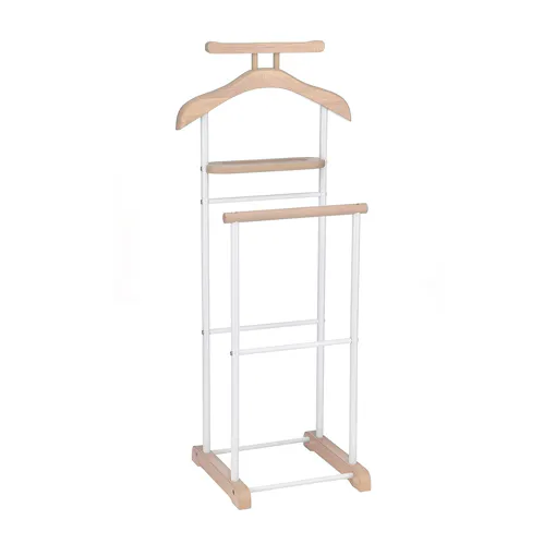 Valet de chambre MEDINA chevalet de nuit double portant pour vêtements, en MDF décor chêne sonoma et métal laqué blanc occasion reconditionné disponible sur Rakuten