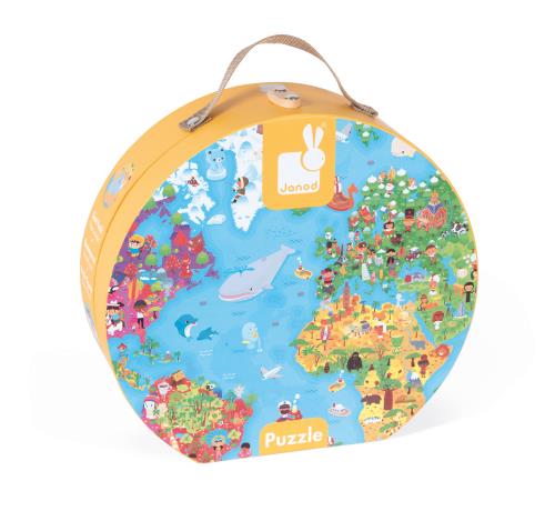 Valisette Puzzle géant 300 pièces Janod Carte du monde État correct reconditionné disponible sur Fnac