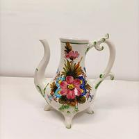Voir photo 4 de Vase ancien Bassano en faïence peinte à la main décor floral - Carafe Vase ancien Bassano en faïence peinte à la main décor floral - Carafe Très bon état reconditionné photo 4