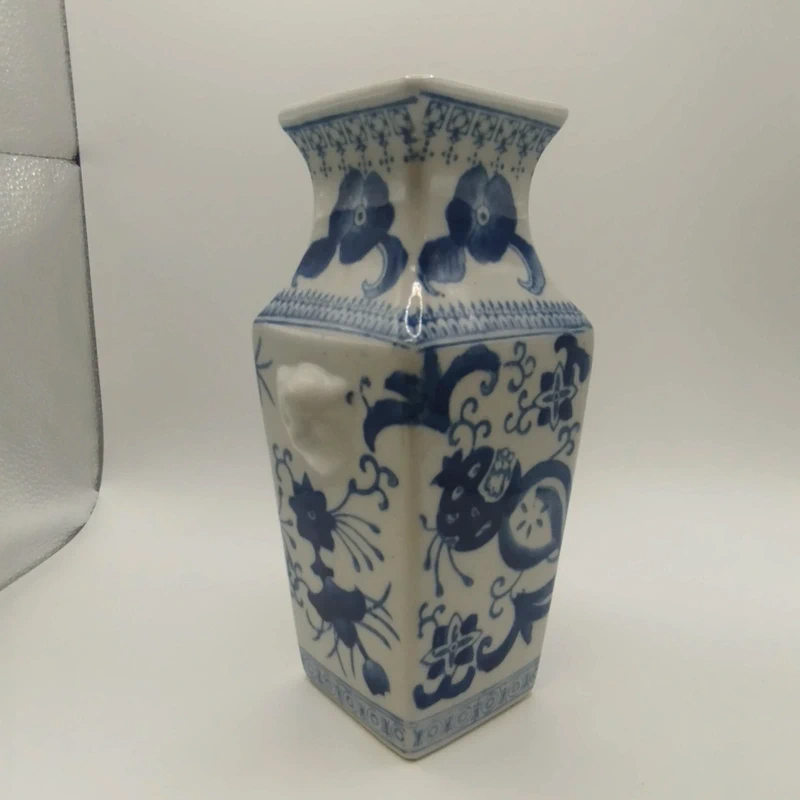 Voir photo 5 de Vase bleu blanc décor floral style Delft 20 cm - Z391 Vase bleu blanc décor floral style Delft 20 cm - Z391 Très bon état reconditionné photo 5