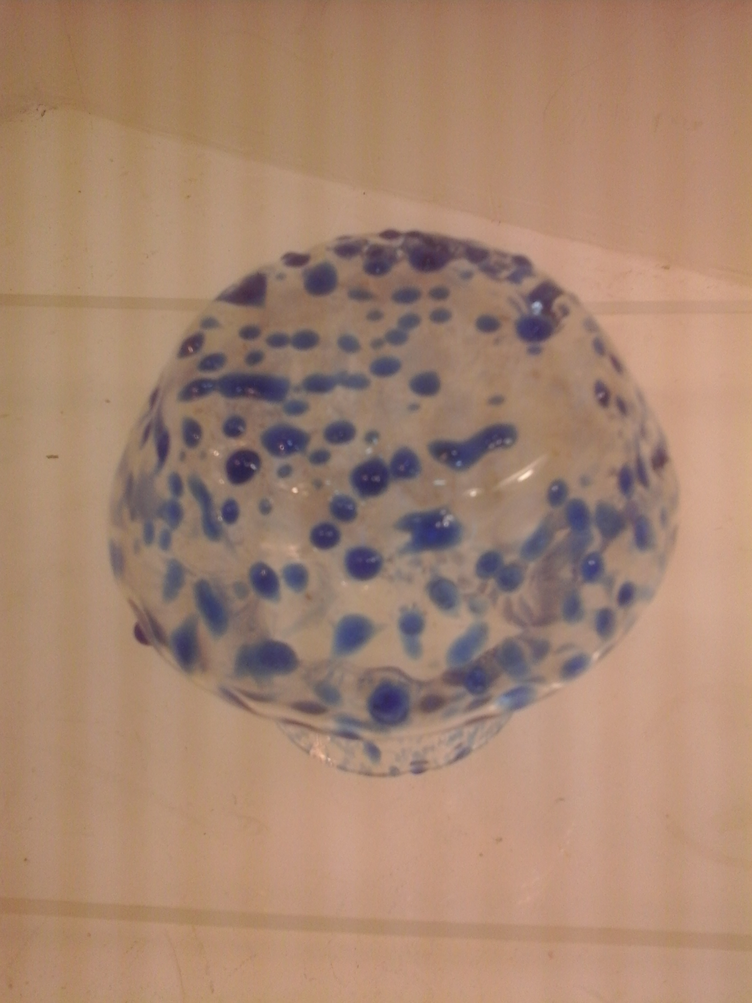 Voir photo 3 de Vase Bohémien Pique Fleurs tacheté de Bleu, Fin 1930s Vase Bohémien Pique Fleurs tacheté de Bleu, Fin 1930s reconditionné photo 3