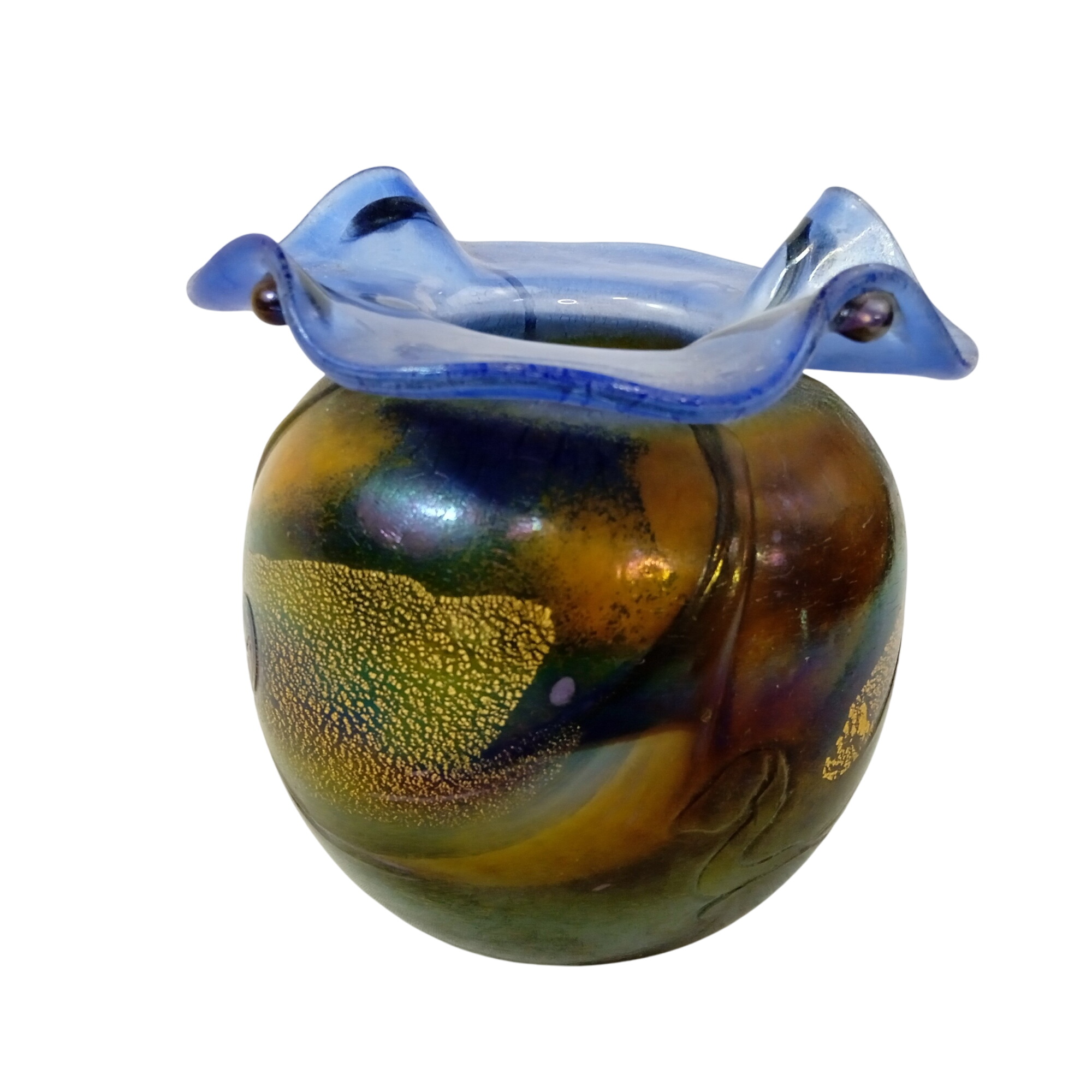 Acheter Vase boule ourlé en verre soufflé avec incrustations Verrerie d'Art fait main Très bon état - 65,00 € Vase boule ourlé en verre soufflé avec incrustations Verrerie d'Art fait main Très bon état reconditionné disponible sur Label Emmaüs
