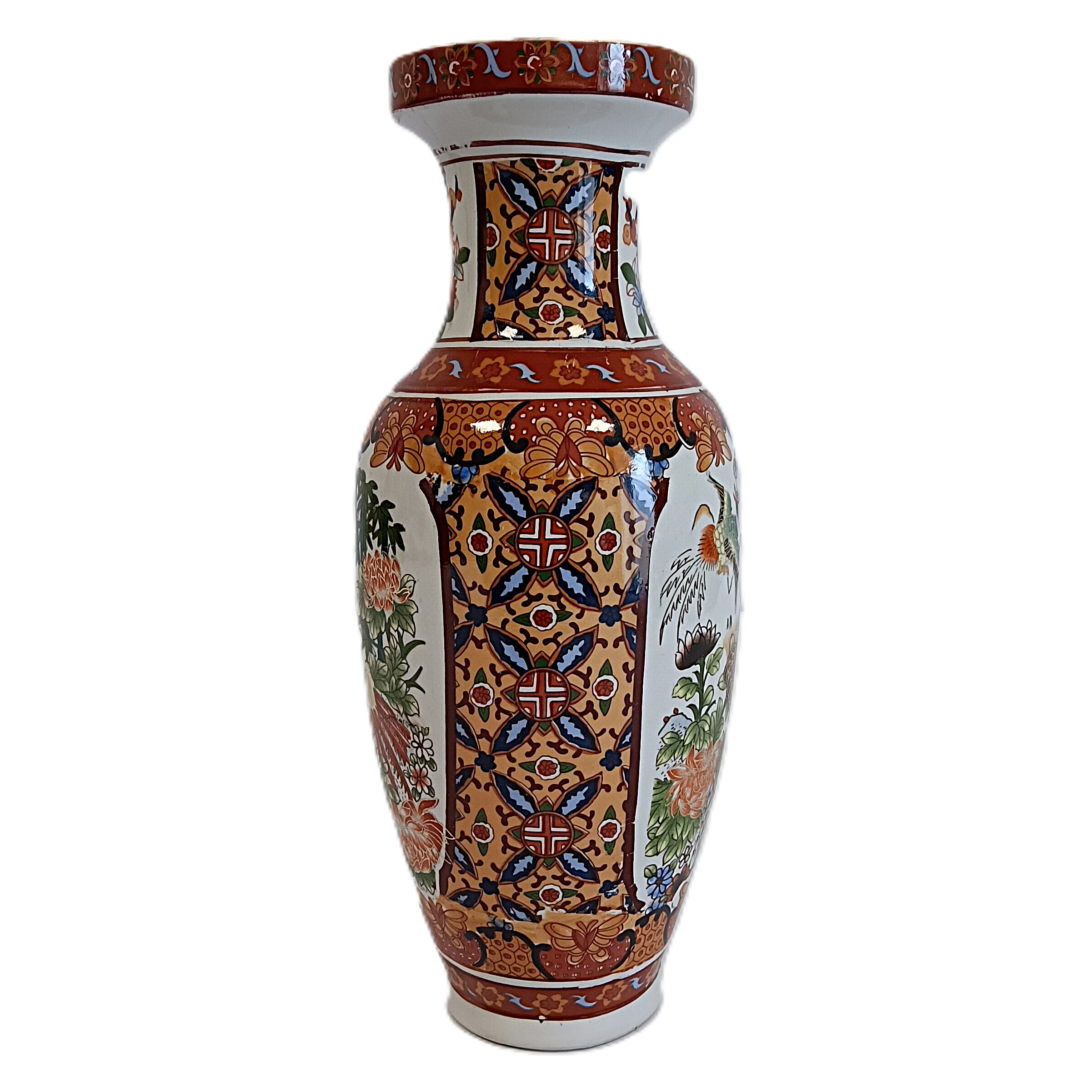 Voir photo 2 de 🏺 Vase décoratif en porcelaine chinoise peinte à la main – H 31 cm 🏺 Vase décoratif en porcelaine chinoise peinte à la main – H 31 cm reconditionné photo 2