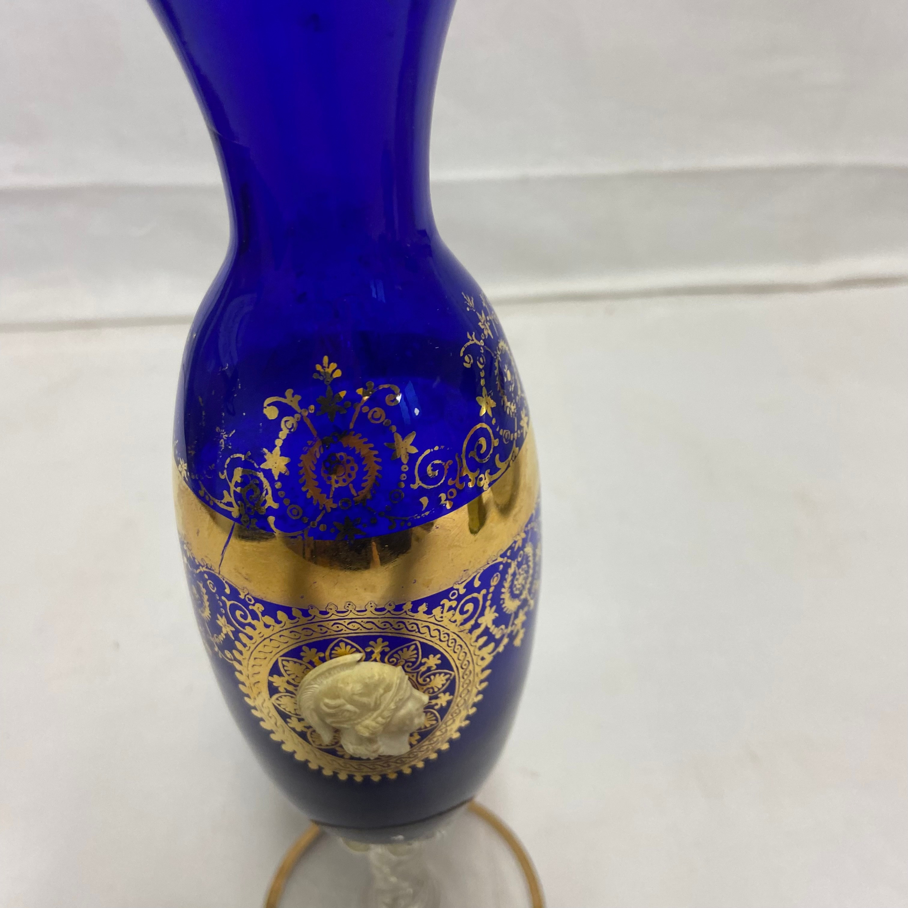Voir photo 6 de Vase En Verre D'Art Bleu de Bohéme Vase En Verre D'Art Bleu de Bohéme Très bon état reconditionné photo 6
