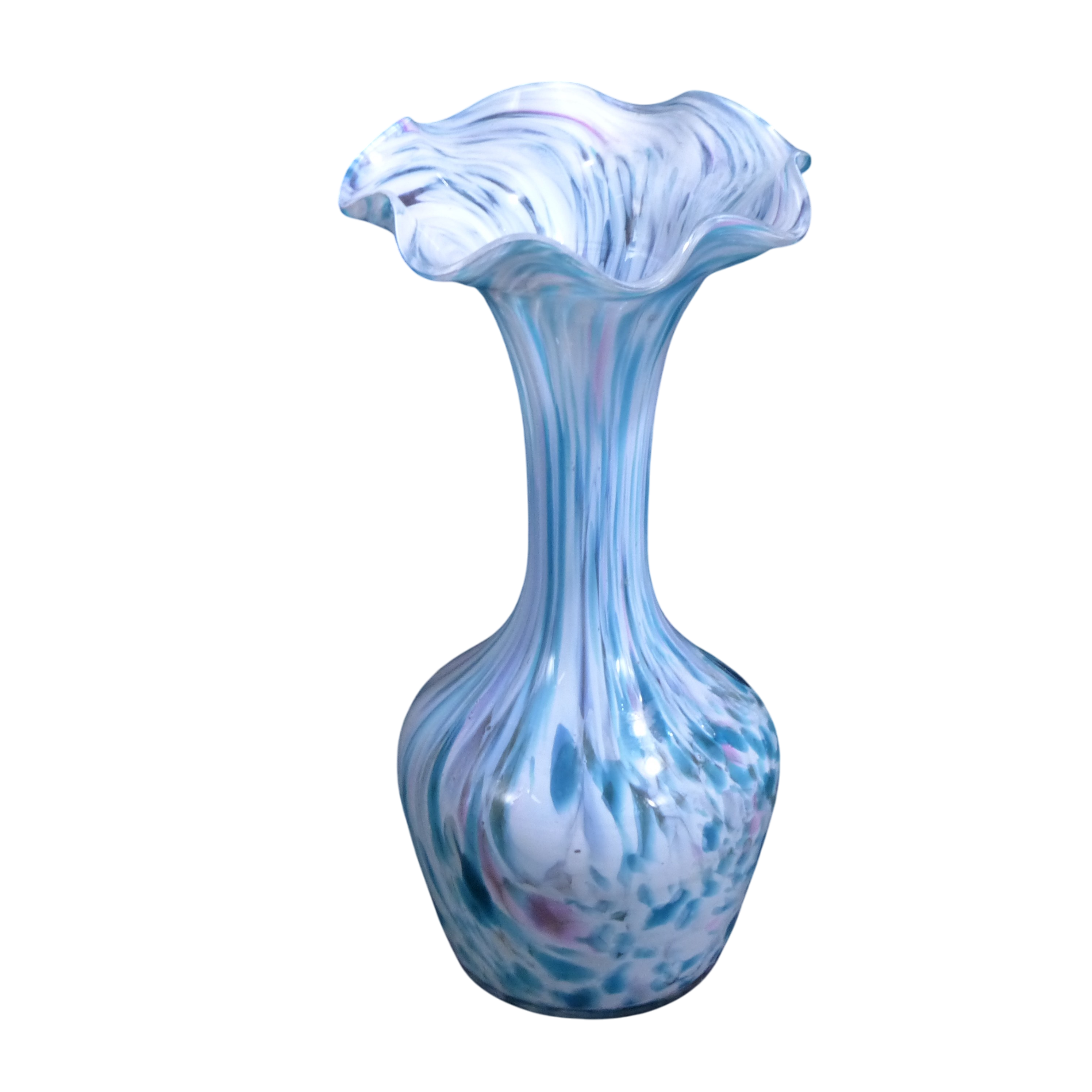 Vase en verre moucheté / Multicolore - Années 70 Bon état - 11,00 € Vase en verre moucheté / Multicolore - Années 70 Bon état reconditionné disponible sur Label Emmaüs