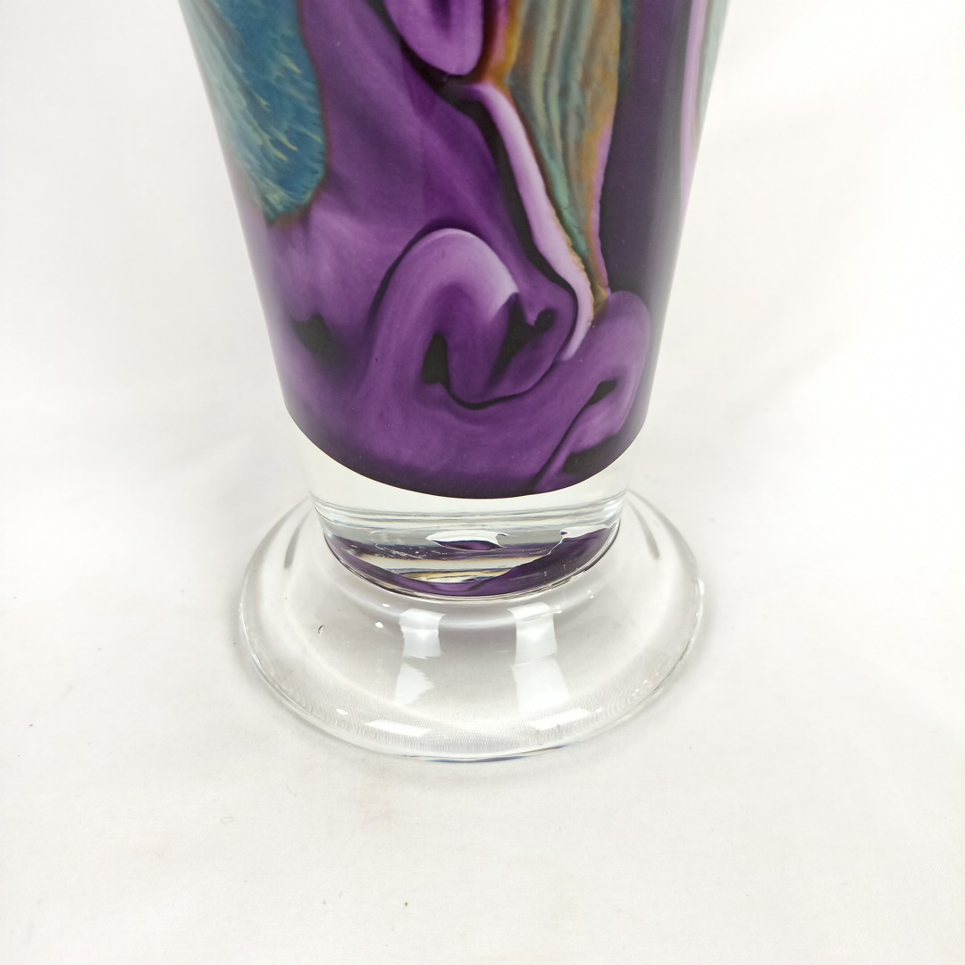 Voir photo 12 de Vase en verre soufflé aux volutes violettes style Murano Vase en verre soufflé aux volutes violettes style Murano Très bon état reconditionné photo 12