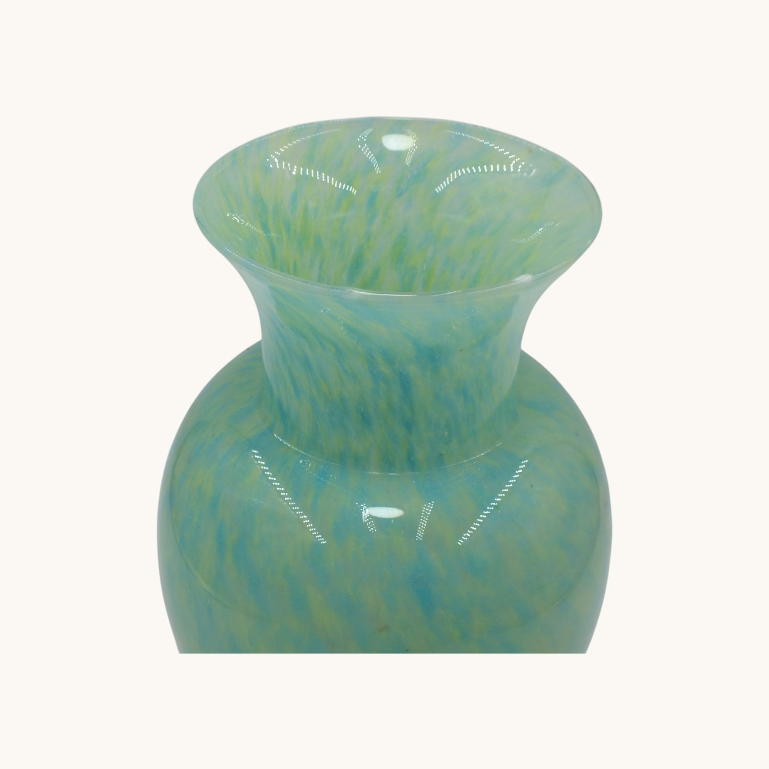 Voir photo 2 de Vase en verre soufflé — marbré bleu‑vert Vase en verre soufflé — marbré bleu‑vert Parfait état reconditionné photo 2