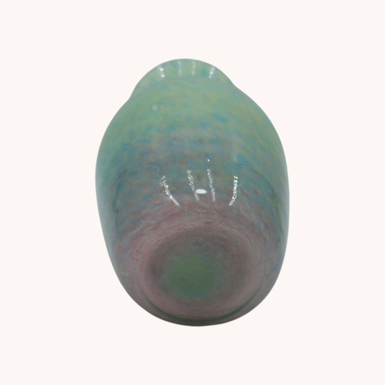Voir photo 3 de Vase en verre soufflé — marbré bleu‑vert Vase en verre soufflé — marbré bleu‑vert Parfait état reconditionné photo 3