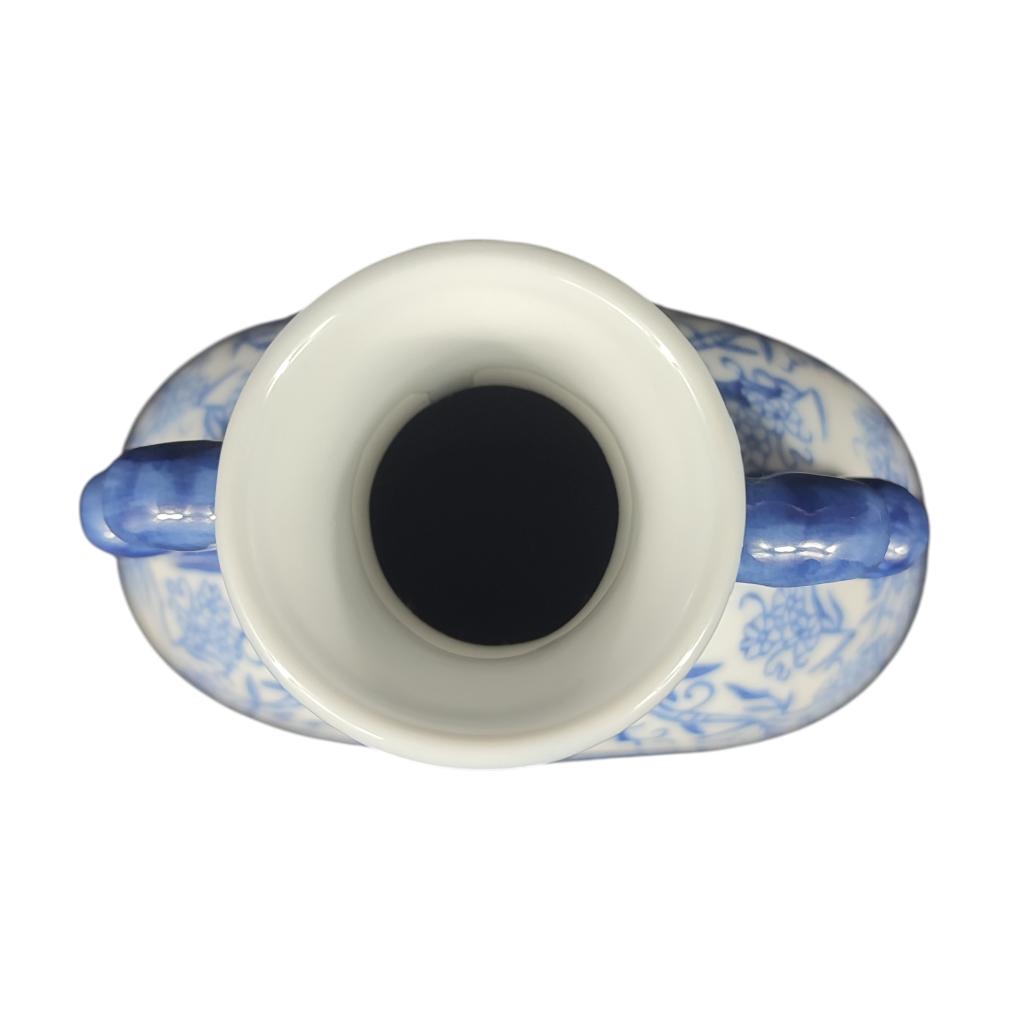 Voir photo 4 de Vase gourde bleu chinois - Décor floral avec oiseaux Vase gourde bleu chinois - Décor floral avec oiseaux Bon état reconditionné photo 4