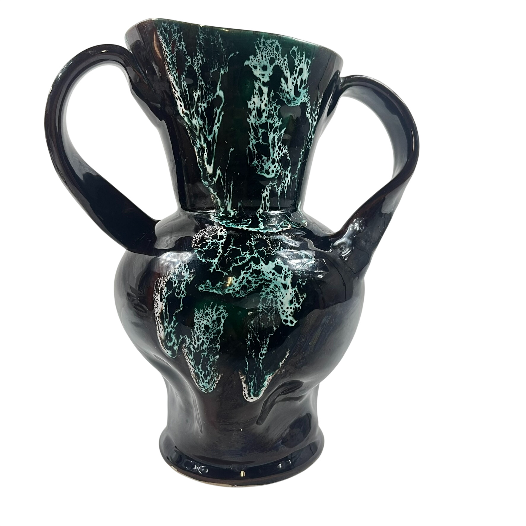 Vase Vallauris marron et turquoise Très bon état - 34,30 € Vase Vallauris marron et turquoise Très bon état reconditionné disponible sur Label Emmaüs
