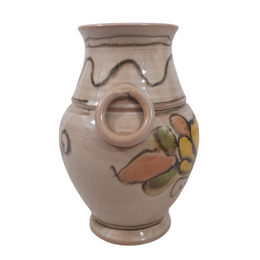 Voir photo 4 de Vase Vintage en Céramique Artisanale à Anneaux – Décor Floral Fait Main Vase Vintage en Céramique Artisanale à Anneaux – Décor Floral Fait Main Très bon état reconditionné photo 4