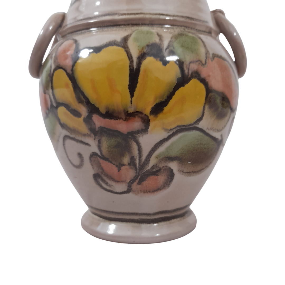 Voir photo 6 de Vase Vintage en Céramique Artisanale à Anneaux – Décor Floral Fait Main Vase Vintage en Céramique Artisanale à Anneaux – Décor Floral Fait Main Très bon état reconditionné photo 6