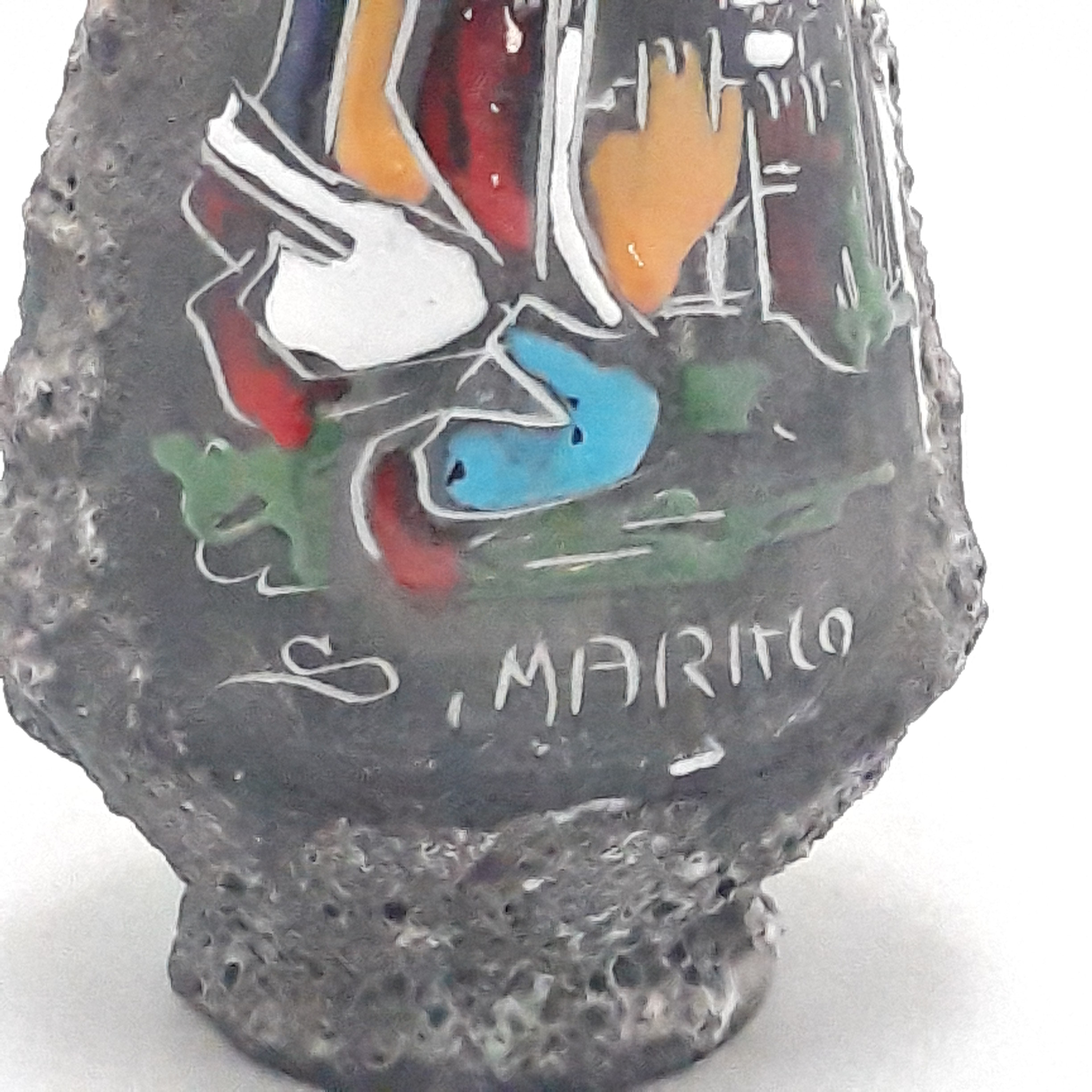 Voir photo 5 de Vase vintage en céramique San Marino signé "Marino" Vase vintage en céramique San Marino signé "Marino" Bon état reconditionné photo 5