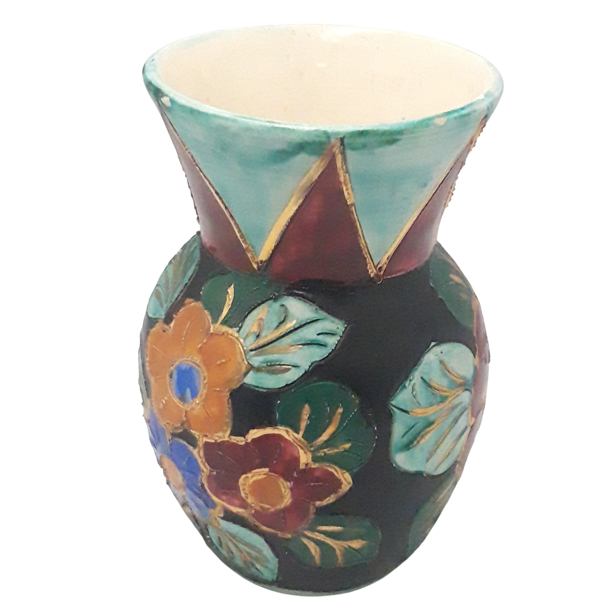 Acheter Vase vintage Vallauris peint à la main – Décor floral coloré Bon état - 23,00 € Vase vintage Vallauris peint à la main – Décor floral coloré Bon état reconditionné disponible sur Label Emmaüs
