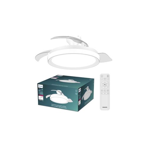 Ventilateur de plafond Philips Bliss pales rétractables LED intégrée RF blanc État correct - 93,42 € Ventilateur de plafond Philips Bliss pales rétractables LED intégrée RF blanc État correct reconditionné disponible sur Fnac