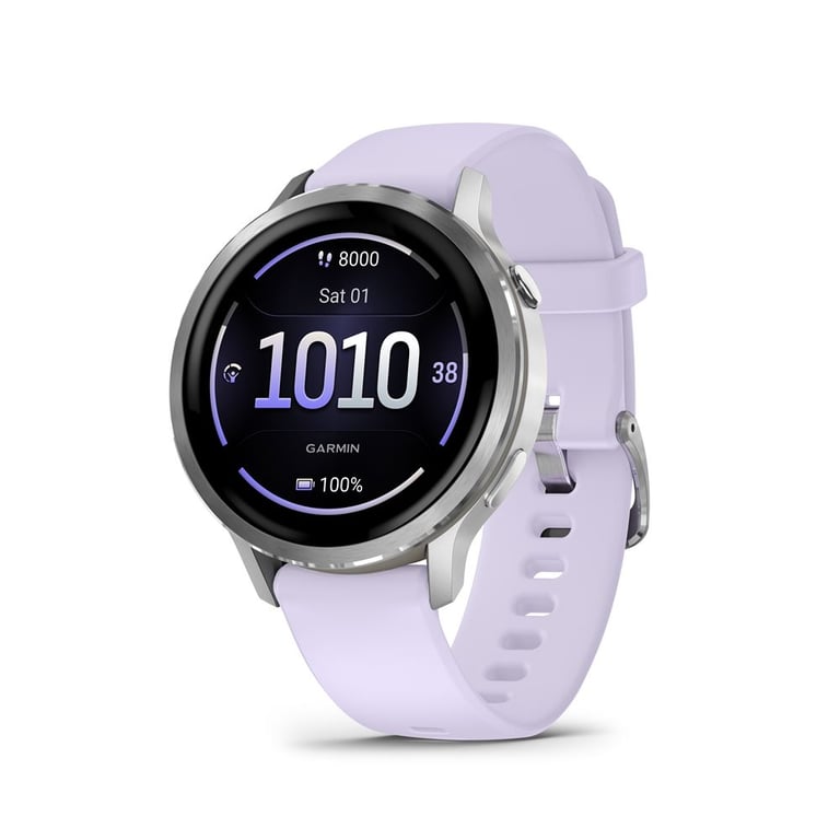 Venu 4 - Montre connectée 41 mm, GPS intégré en Acier et Silicone - Argent et Violet - Très bon état Très bon état Garmin reconditionné disponible sur Pixmania | Dero