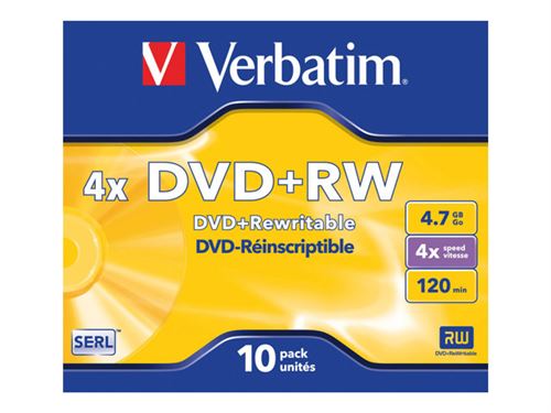 Verbatim - DVD+RW x 10 - 4.7 Go - support de stockage État correct reconditionné disponible sur Fnac