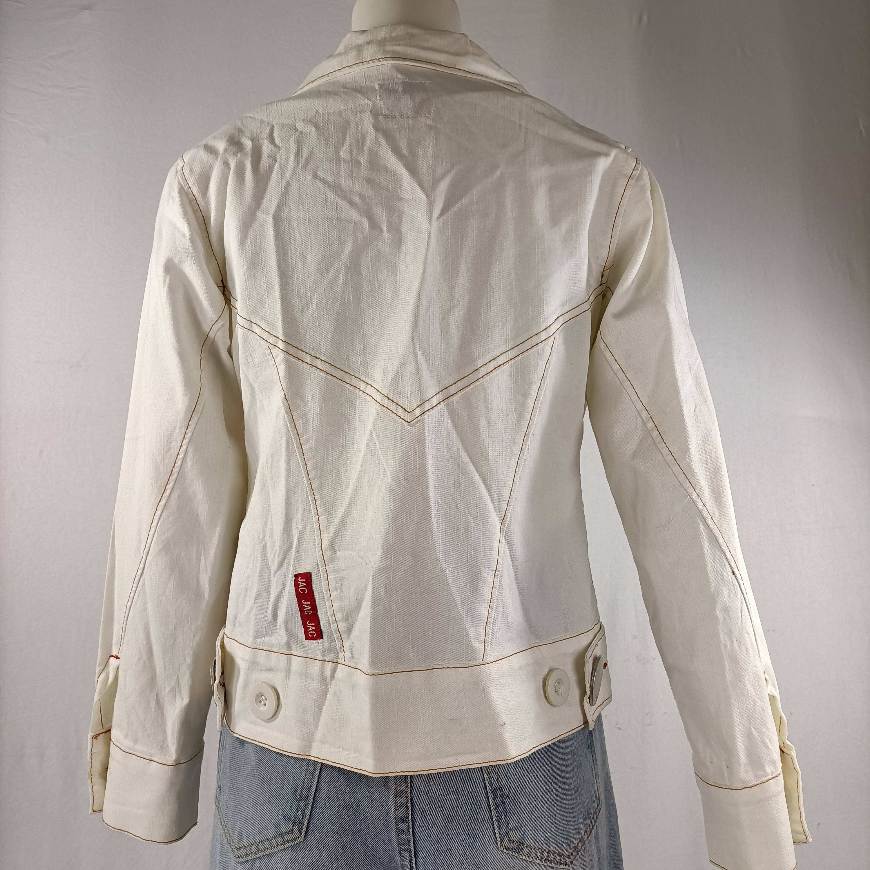 Voir photo 3 de Veste blanche en jean - JAC dry Goods - Taille L Veste blanche en jean - JAC dry Goods - Taille L Bon état reconditionné photo 3