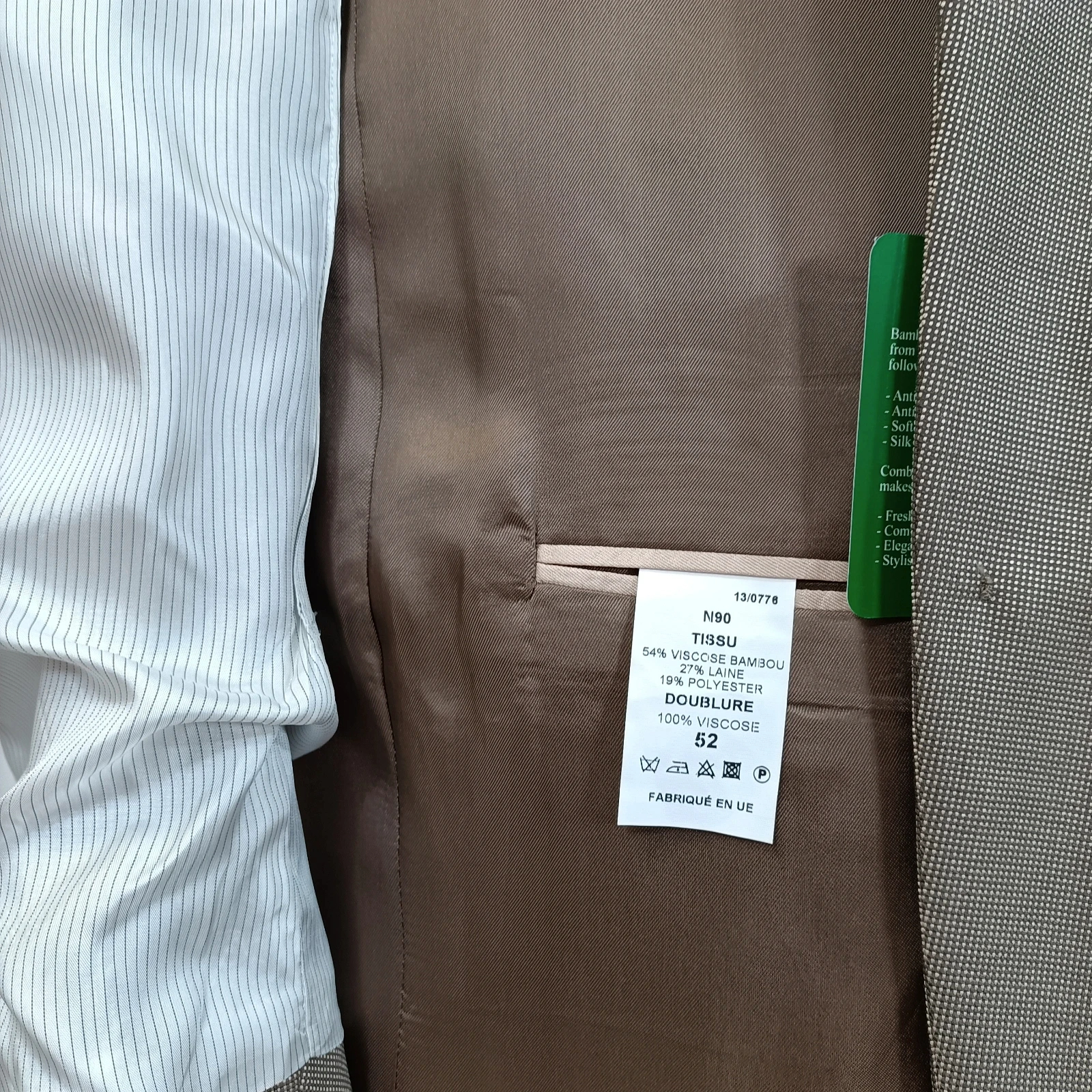 Voir photo 14 de Veste de costume beige Optimal en bambou - Taille 52 Veste de costume beige Optimal en bambou - Taille 52 Parfait état reconditionné photo 14