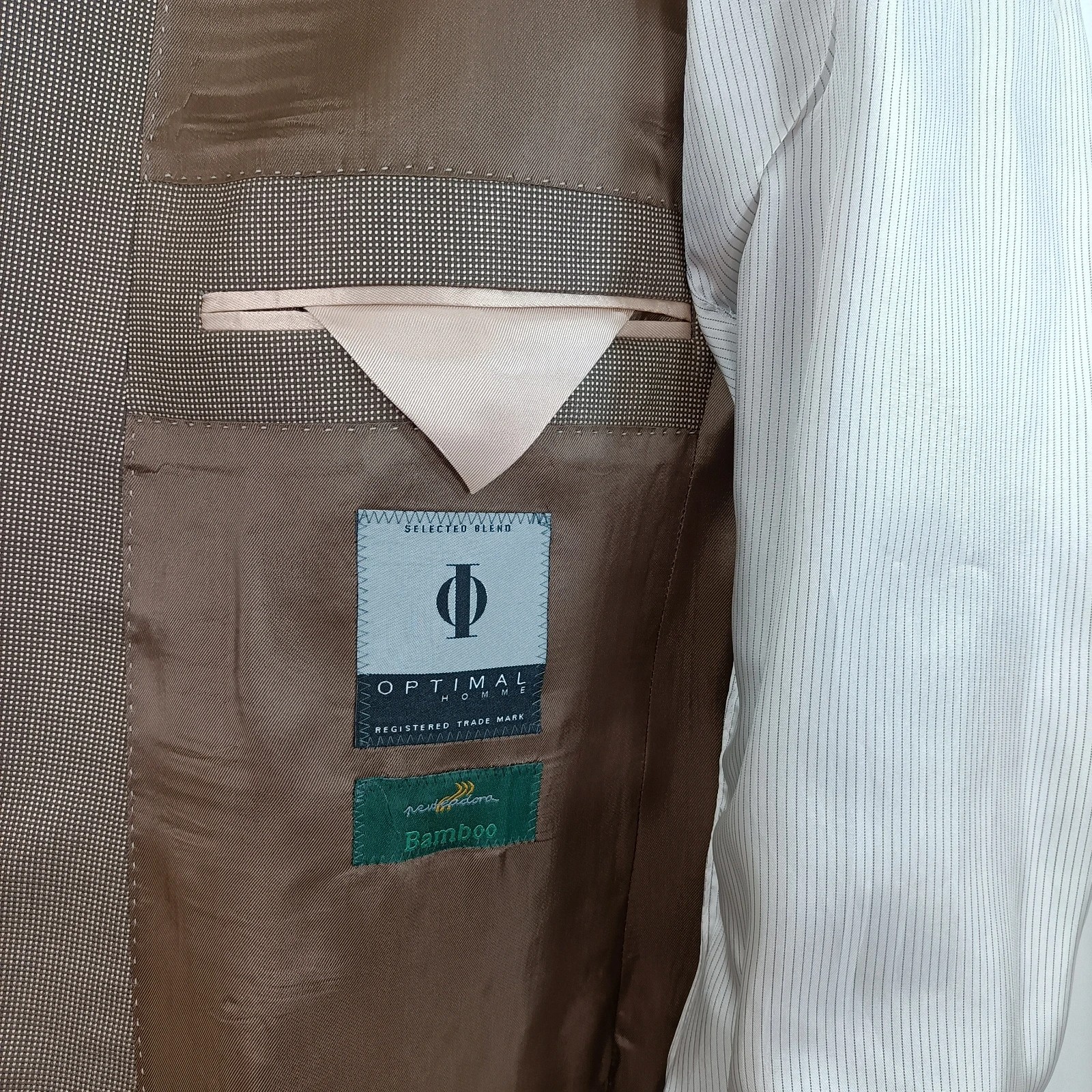 Voir photo 18 de Veste de costume beige Optimal en bambou - Taille 52 Veste de costume beige Optimal en bambou - Taille 52 Parfait état reconditionné photo 18