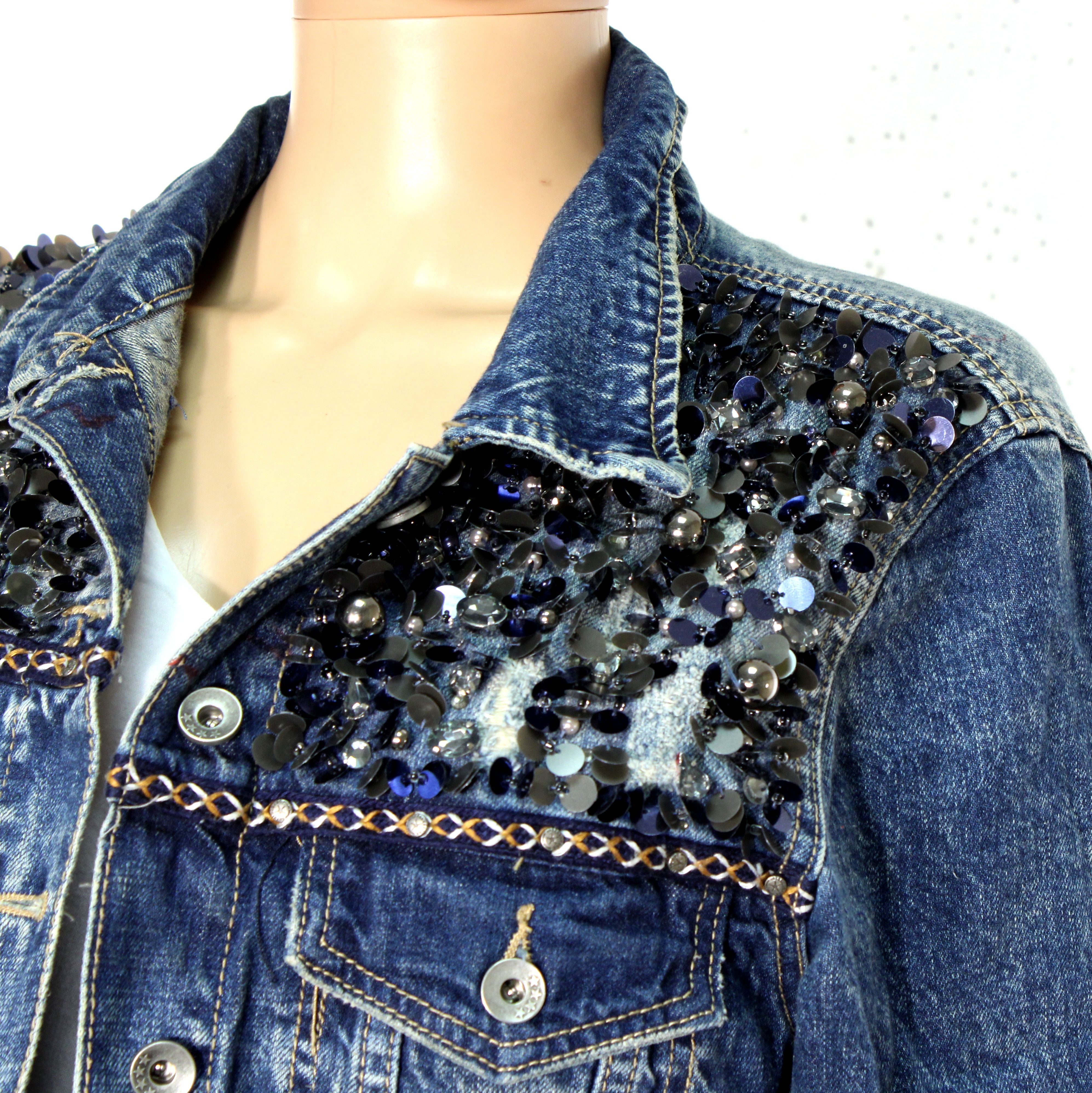 Voir photo 2 de Veste En Coton Jean's Femme Bleue DENIM Taille S Veste En Coton Jean's Femme Bleue DENIM Taille S Bon état reconditionné photo 2