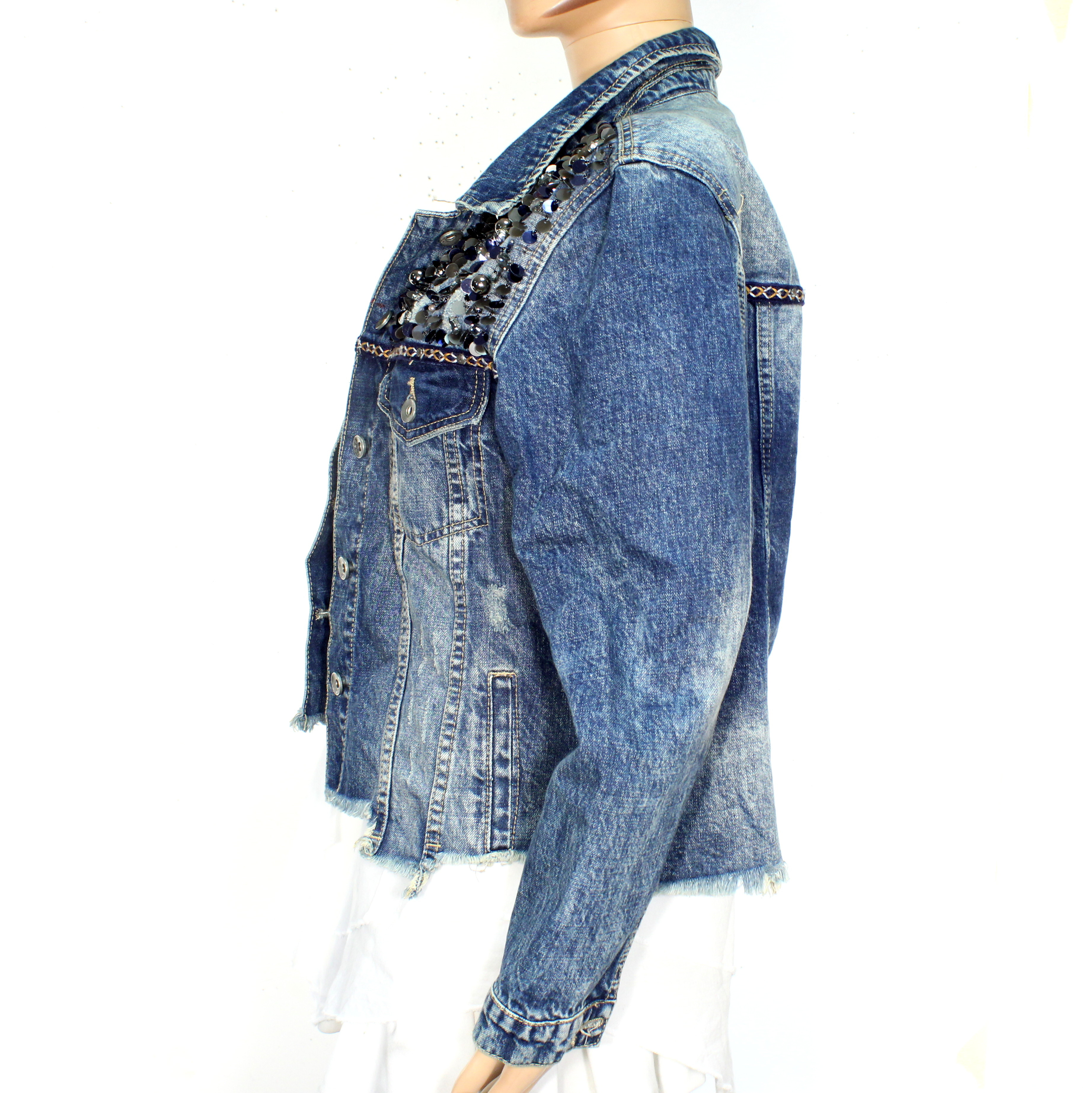 Voir photo 4 de Veste En Coton Jean's Femme Bleue DENIM Taille S Veste En Coton Jean's Femme Bleue DENIM Taille S Bon état reconditionné photo 4