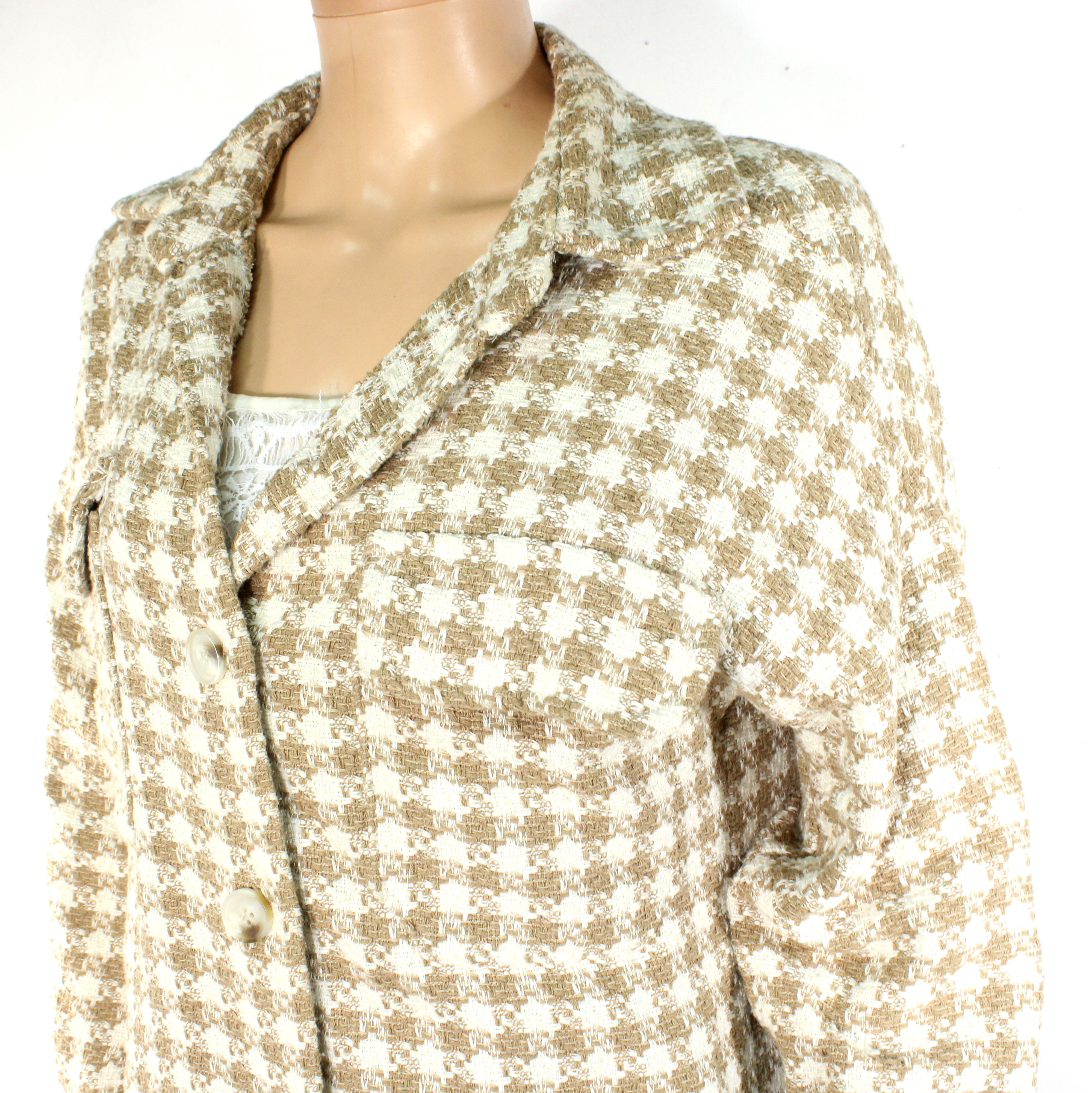Voir photo 3 de Veste Femme A Carreaux Beige & Blanc MADE IN ITALY Taille Unique Veste Femme A Carreaux Beige & Blanc MADE IN ITALY Taille Unique Bon état reconditionné photo 3