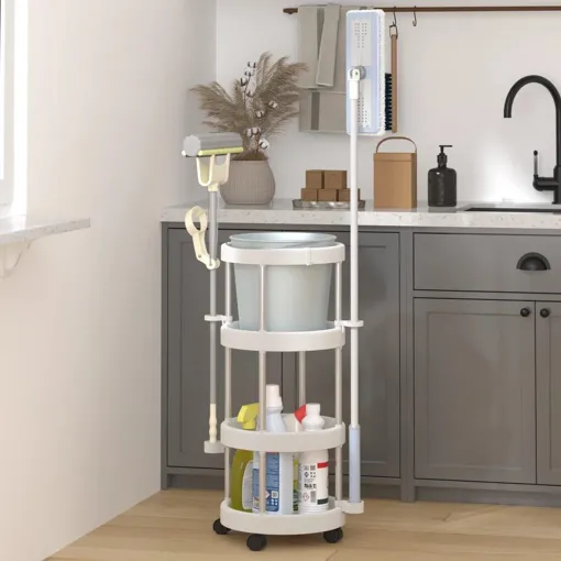 vidaXL Chariot de ménage avec panier de rangement Aluminium Bon état reconditionné disponible sur Rakuten