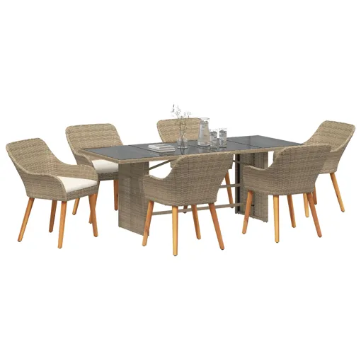 vidaXL Ensemble de Salle à Manger 7 Pièces Beige Poly Rattan Bon état reconditionné disponible sur Rakuten