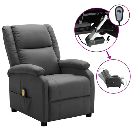 vidaXL Fauteuil de massage électrique Anthracite Similicuir Bon état reconditionné disponible sur Rakuten