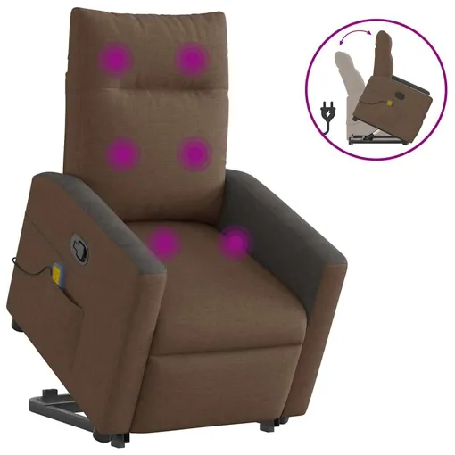 vidaXL Fauteuil de massage inclinable Marron Tissu Bon état reconditionné disponible sur Rakuten
